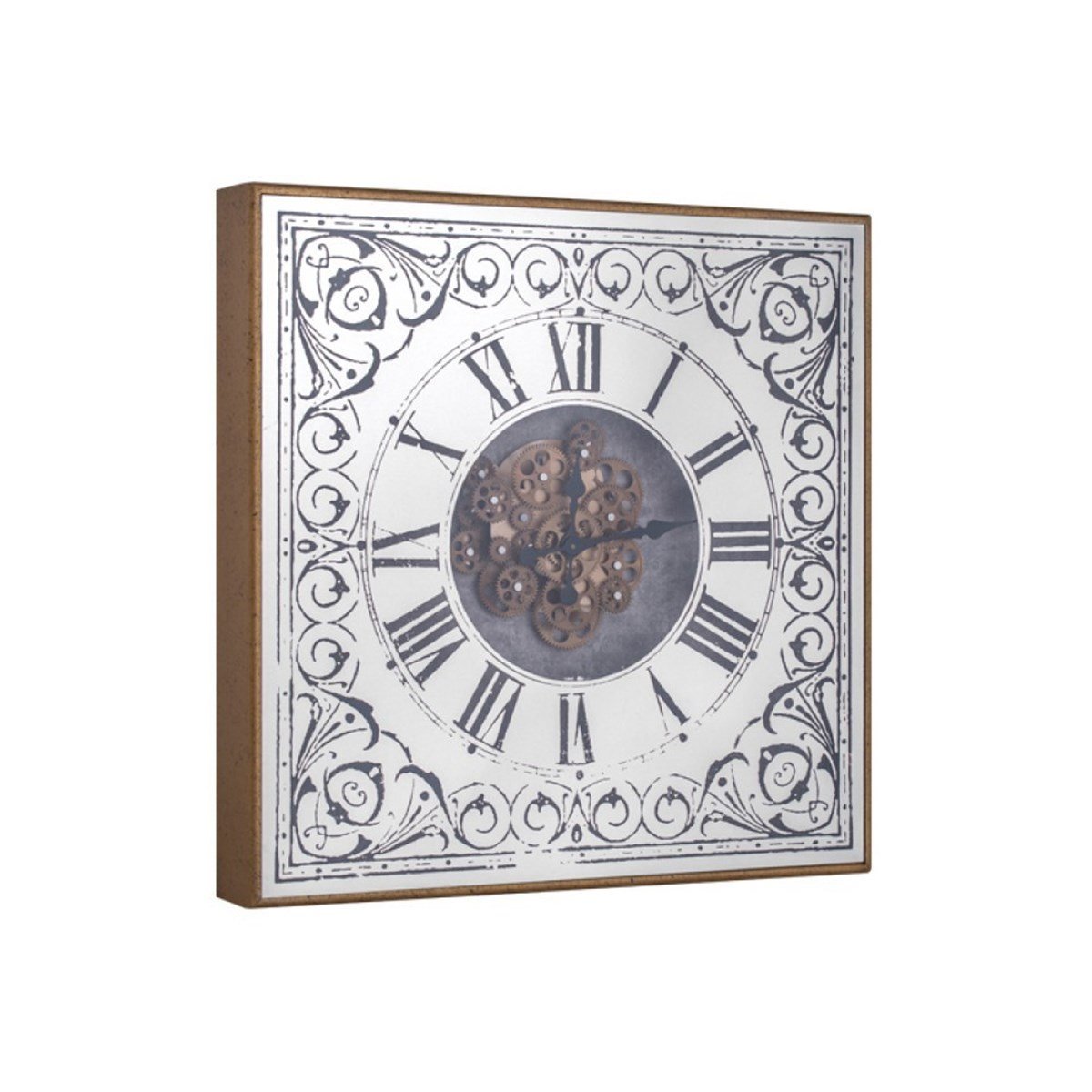 Duvar Saati Kare Altın Çarklı