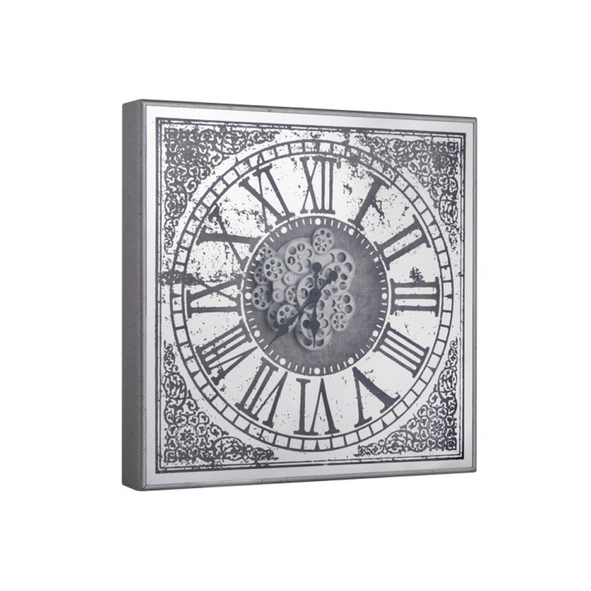 Duvar Saati Kare Gümüş Çarklı 2