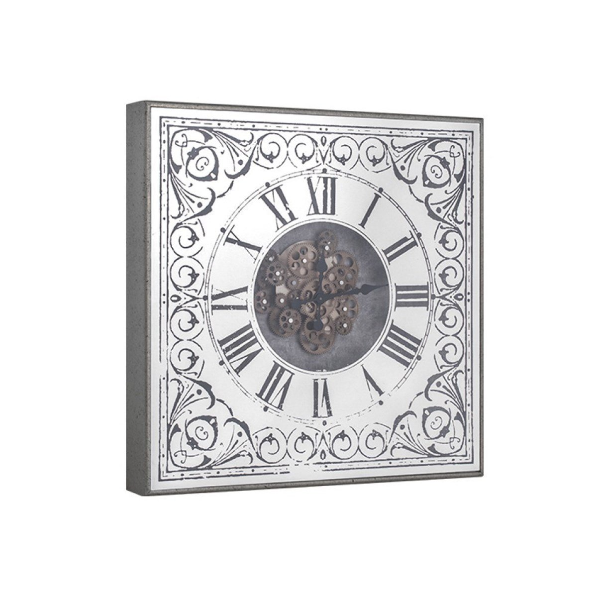 Duvar Saati Kare Gümüş Çarklı