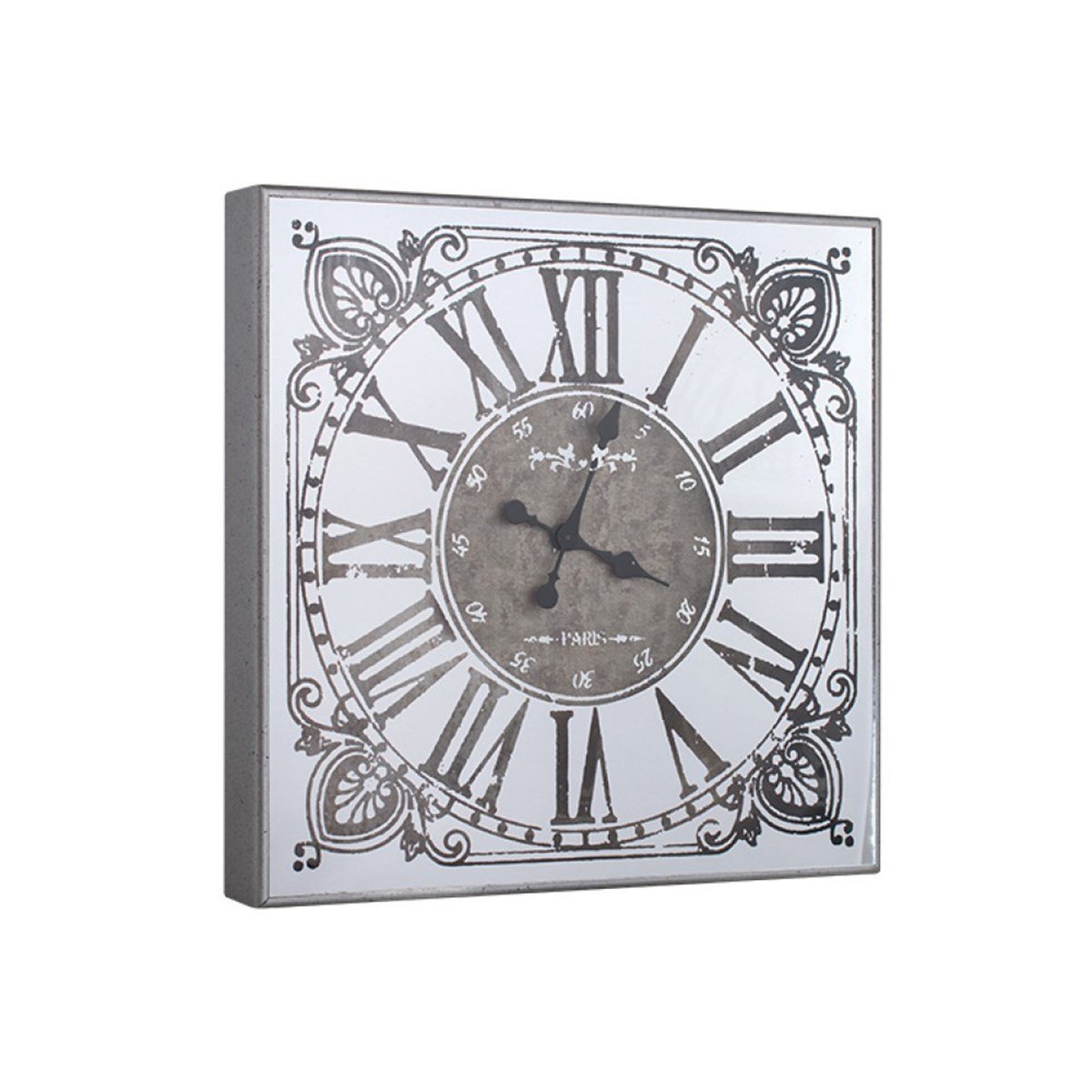 Duvar Saati Kare Gümüş Çarksız 4