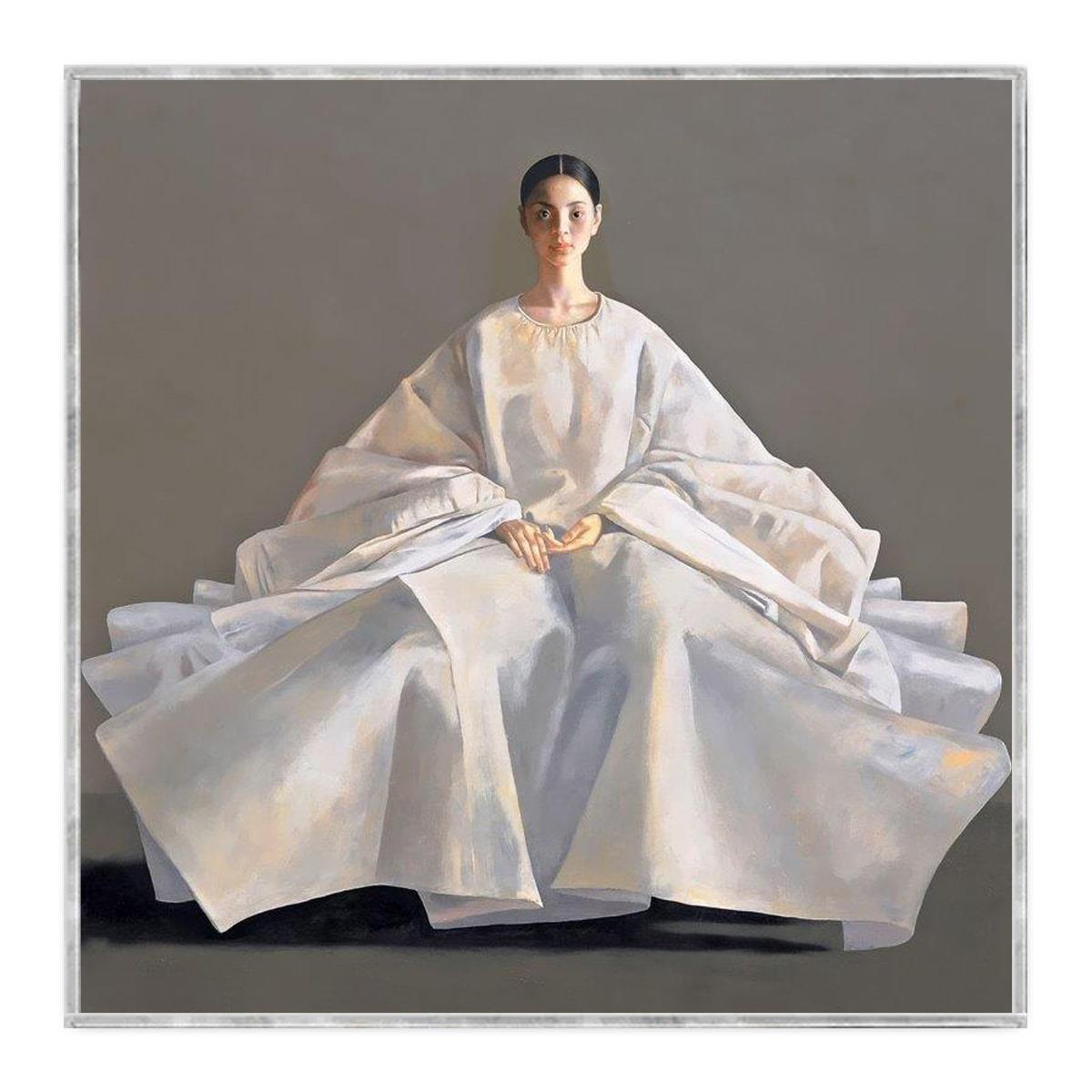 Duvarın Önündeki Kadın Yağlı Boya Dokulu TabloYağlı Boya Dokulu Kadın Temalı TablolarTablolife