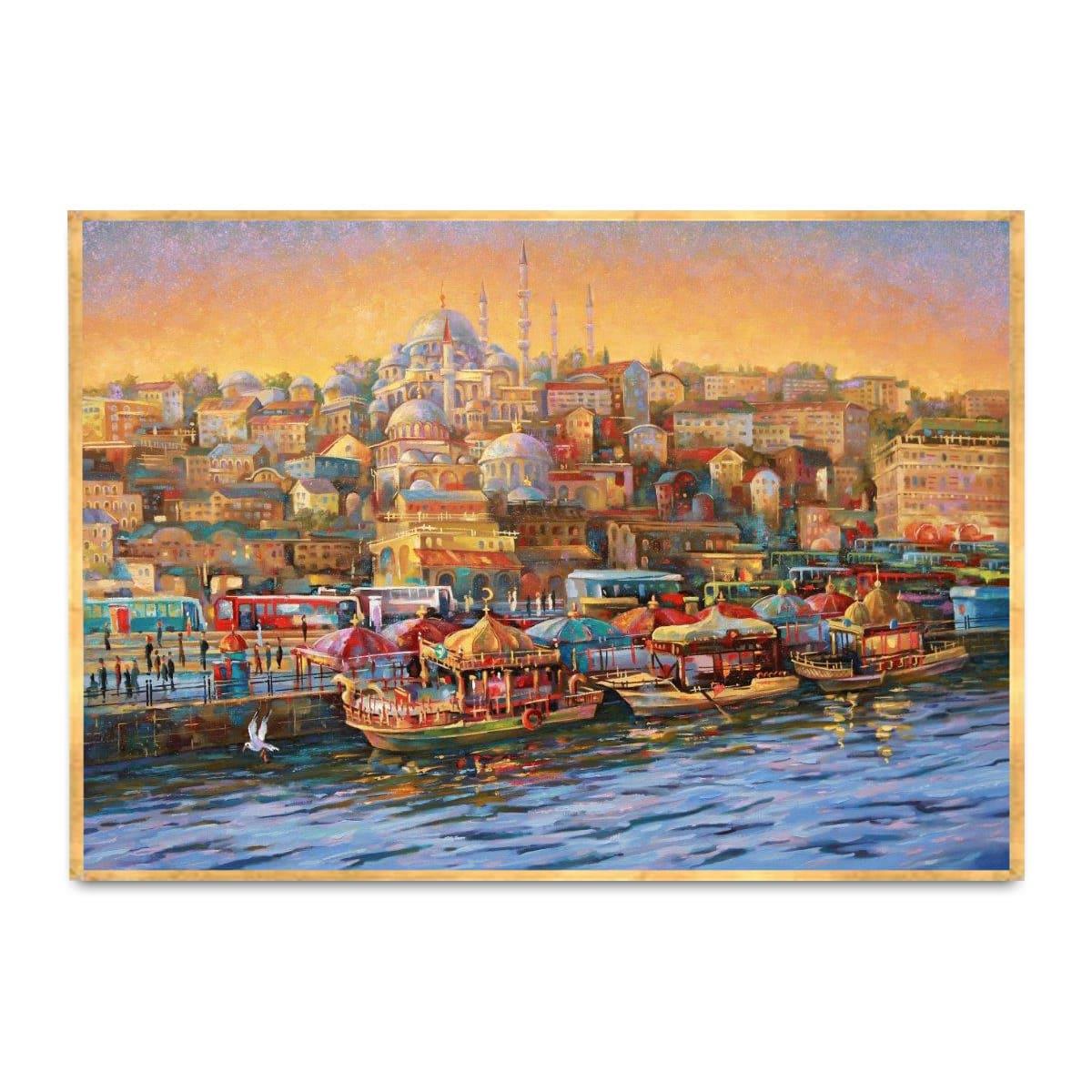 Eski İstanbul Yağlı Boya Dokulu TabloYağlı Boya Dokulu Şehir TablolarıTablolife