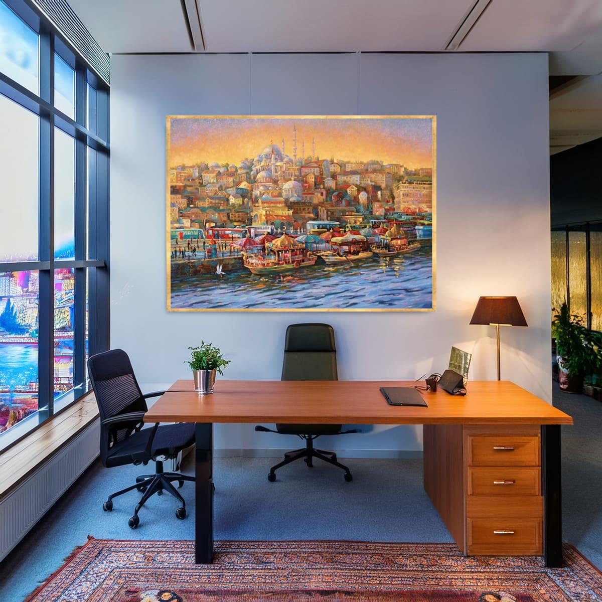 Eski İstanbul Yağlı Boya Dokulu TabloYağlı Boya Dokulu Şehir TablolarıTablolife