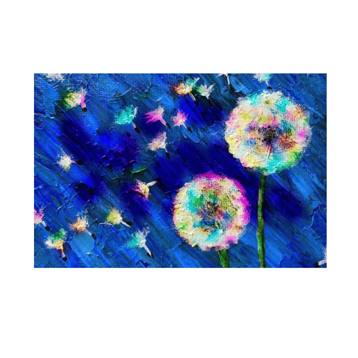 Flying Chicory Yağlı Boya Dokulu TabloYağlı Boya Dokulu Çiçek TablolarıTablolife