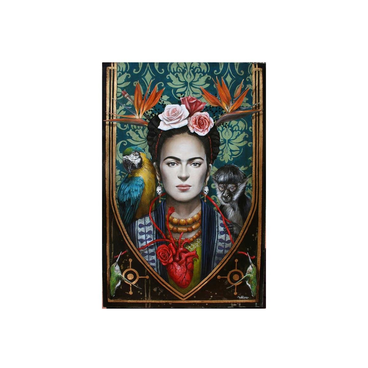 Frida Kahlo Sürreal Yağlı Boya Dokulu TabloYağlı Boya Dokulu Kadın Temalı TablolarTablolife.com