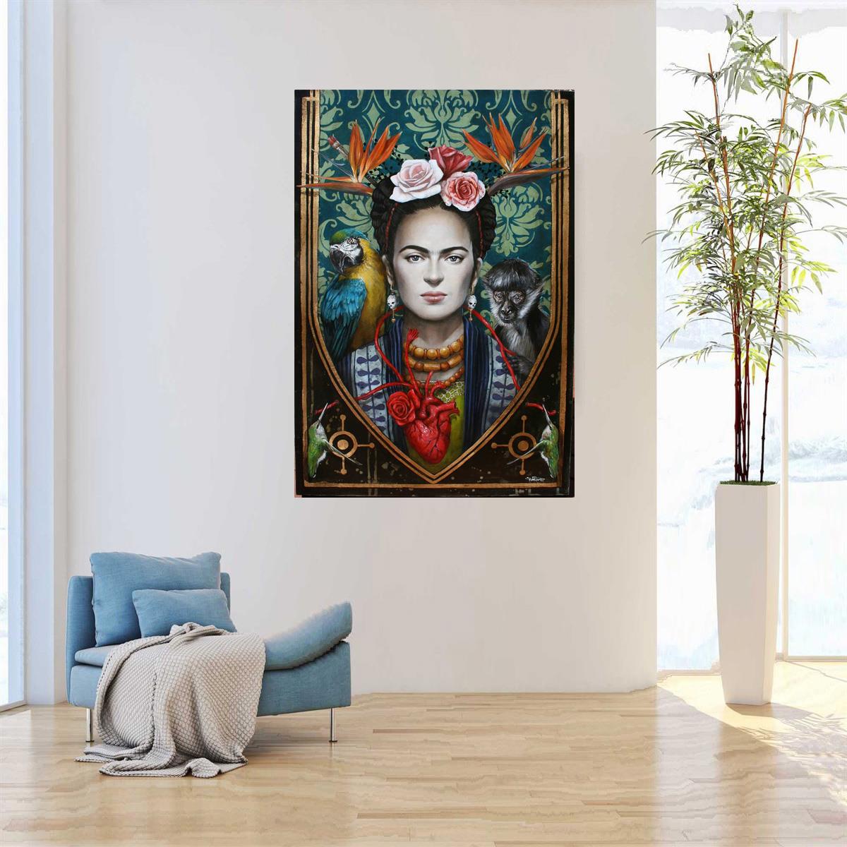 Frida Kahlo Sürreal Yağlı Boya Dokulu TabloYağlı Boya Dokulu Kadın Temalı TablolarTablolife.com