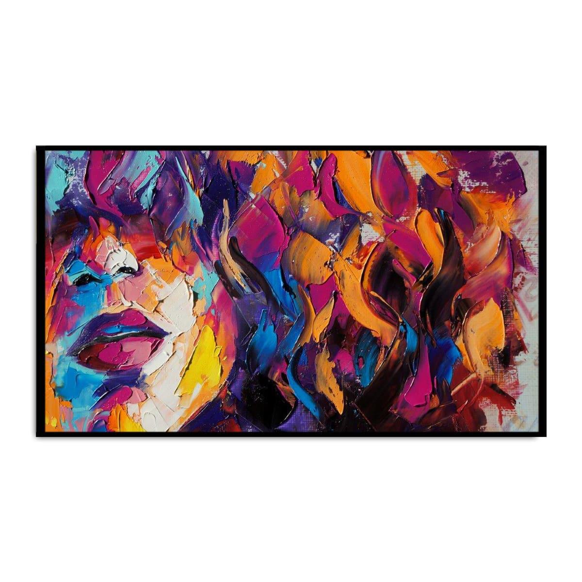 Gizemli Renkli Saçlar Yağlı Boya Dokulu TabloYağlı Boya Dokulu Soyut TablolarTablolife