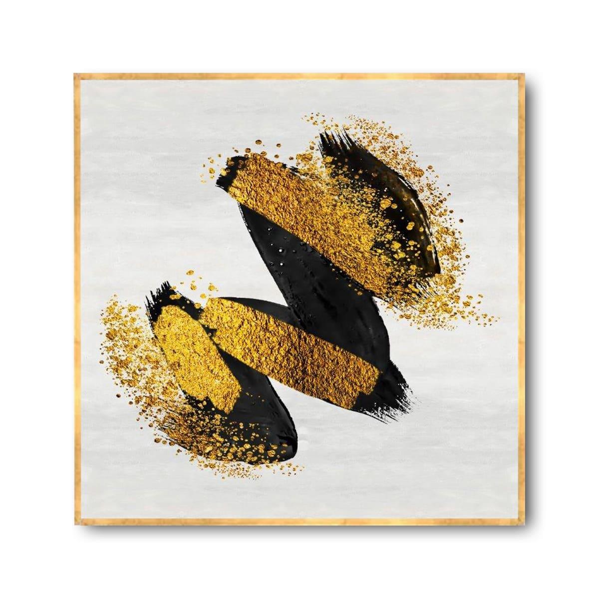 Gold Black Brush Yağlı Boya Dokulu TabloYağlı Boya Dokulu Soyut TablolarTablolife