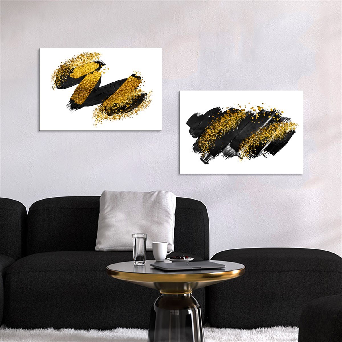 Gold Black Çerçeveli Poster SetiPosterlerTablolife.com