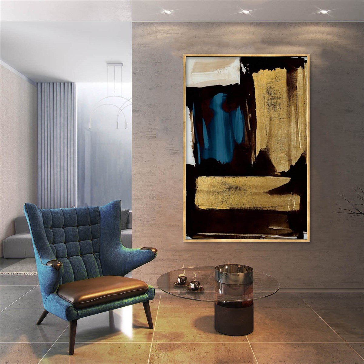 Gold & Black - Yağlı Boya Dokulu TabloYağlı Boya Dokulu Soyut TablolarTablolife.com