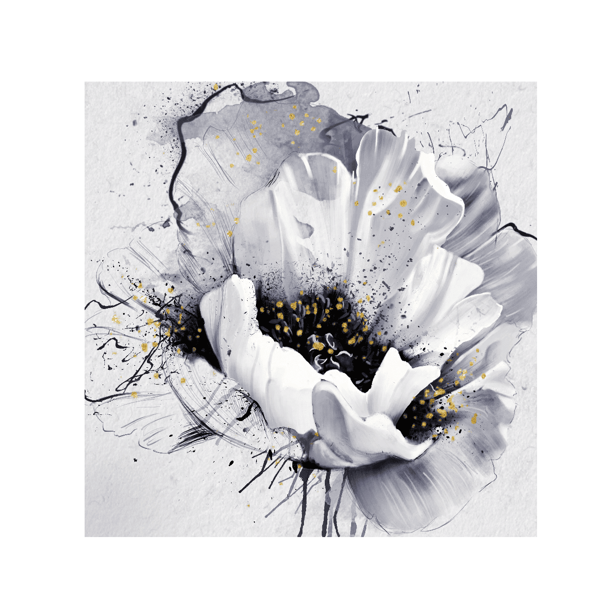 Gold Tomurcuklar Yağlı Boya Dokulu TabloYağlı Boya Dokulu Çiçek TablolarıTablolife