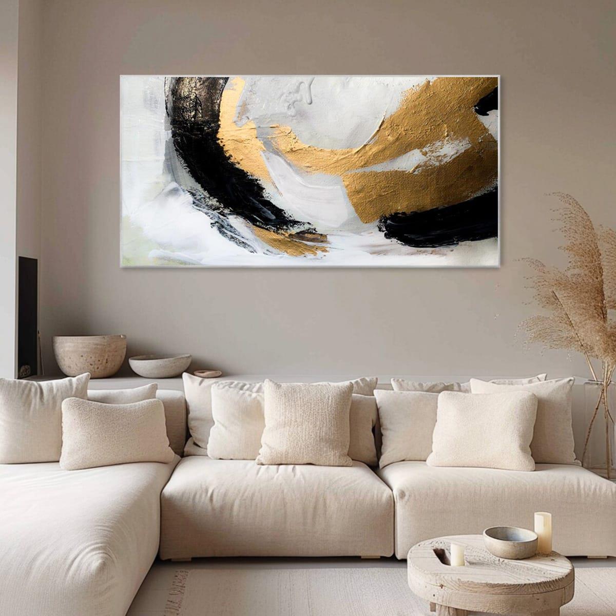 Gold Varaklı Soyut Yağlı Boya Dokulu TabloYağlı Boya Dokulu Soyut TablolarTablolife.com