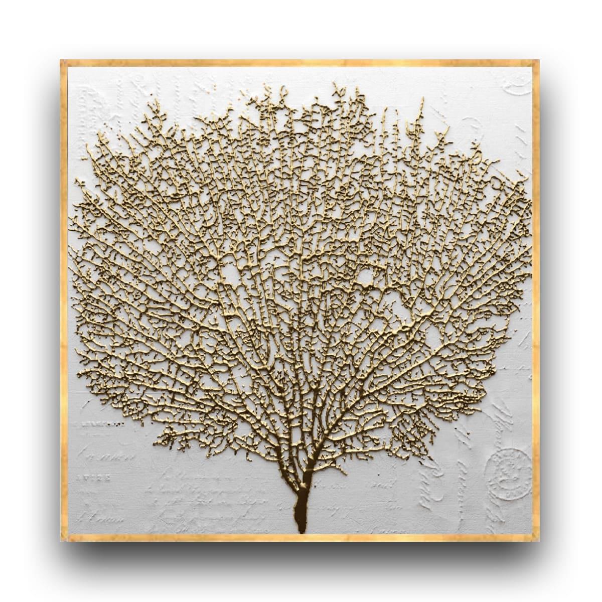 Golden Tree Yağlı Boya Dokulu TabloYağlı Boya Dokulu Soyut TablolarTablolife