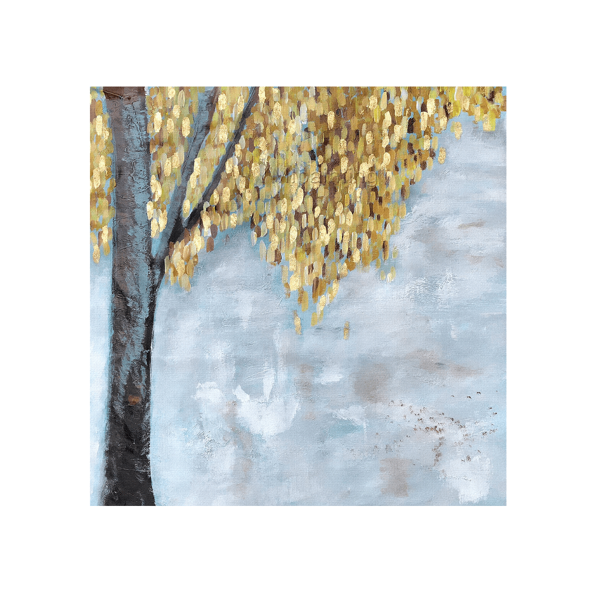 Golden Tree Yağlı Boya Dokulu TabloYağlı Boya Dokulu Çiçek TablolarıTablolife