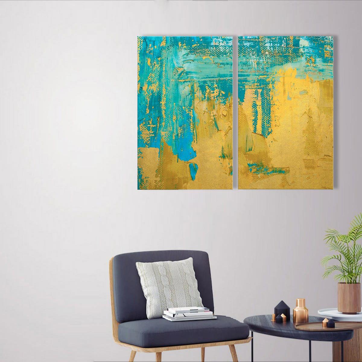 Goldenrod İkili Set Yağlı Boya Dokulu TabloYağlı Boya Dokulu Soyut TablolarTablolife.com