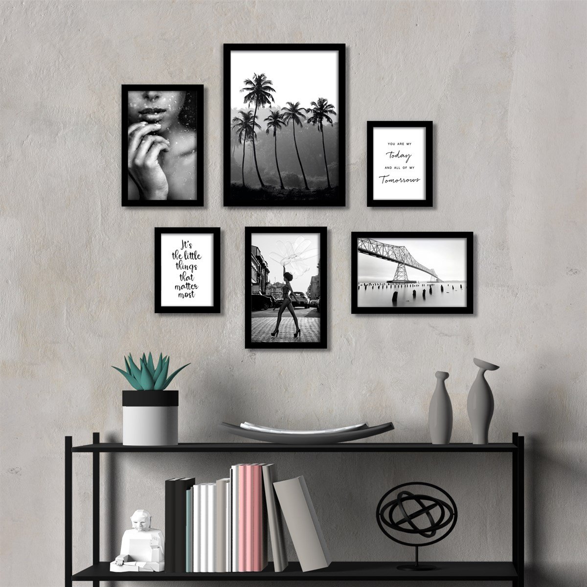 Grey Black Çerçeveli Poster SetiPosterlerTablolife.com