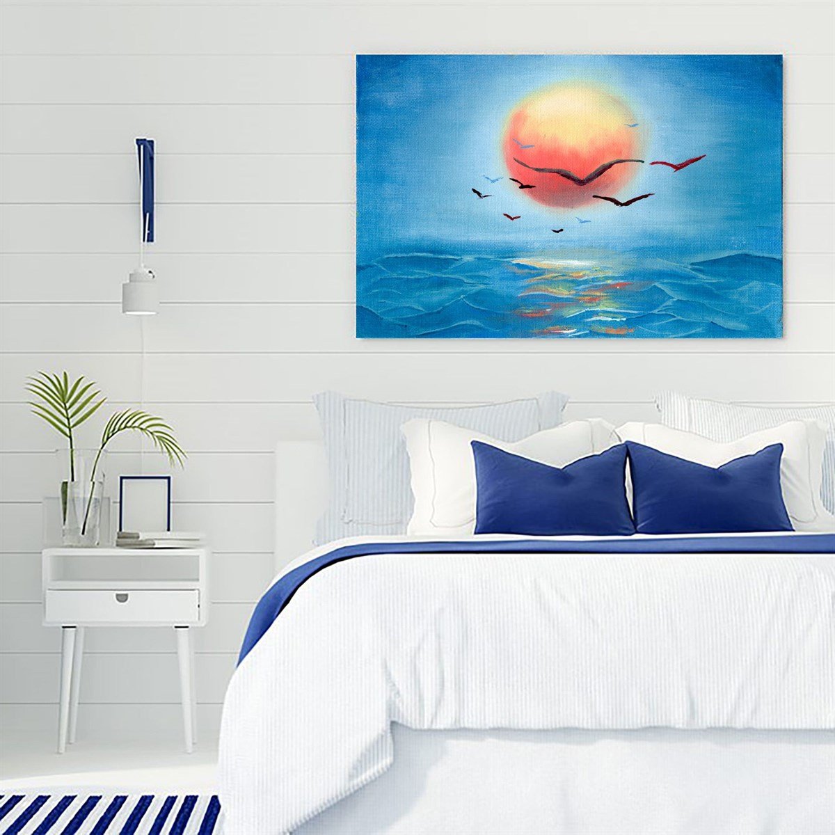 Gün Batımı Yağlı Boya Dokulu TabloYağlı Boya Dokulu Manzara TablolarıTablolife.com