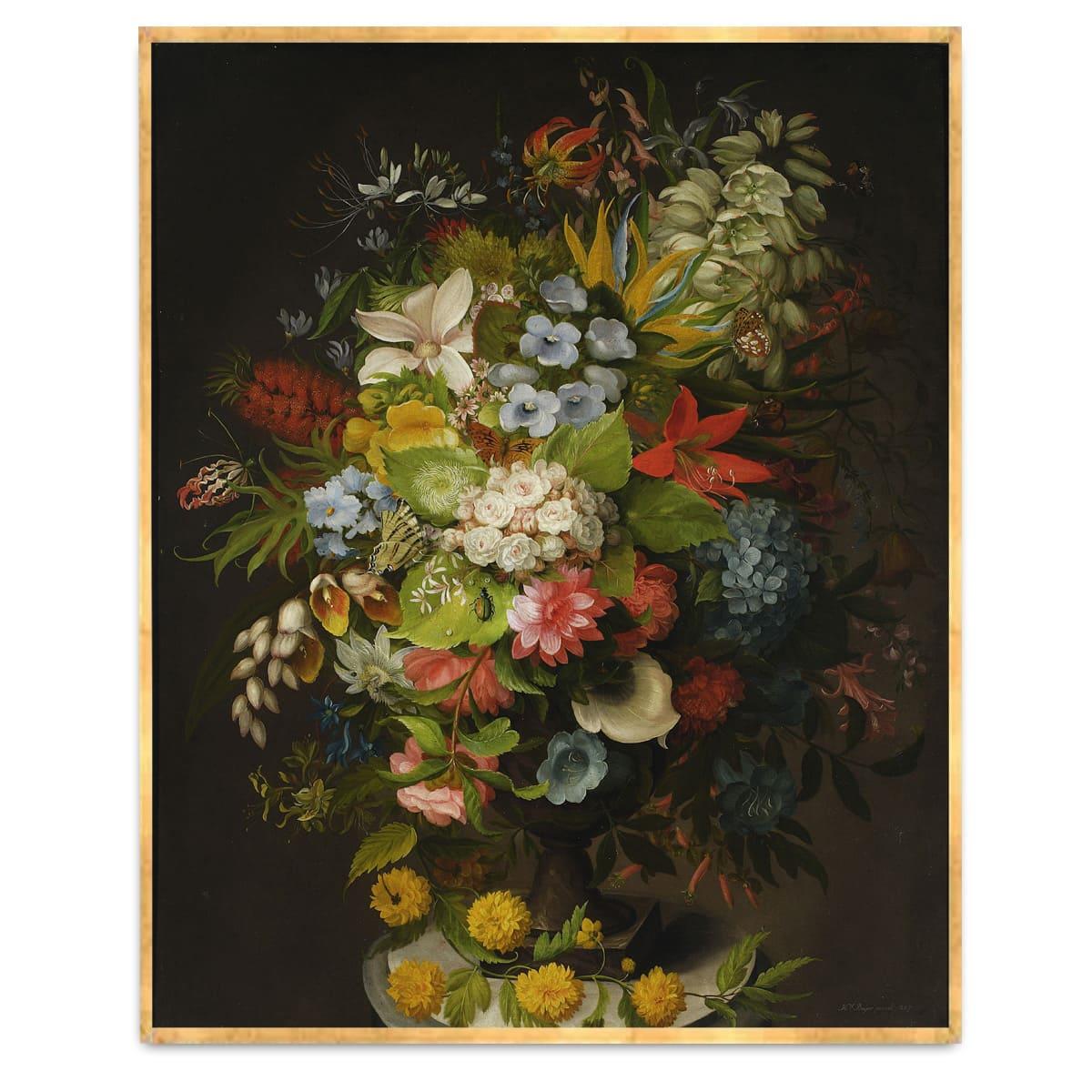 Henryka Beyer Vazoda Çiçek Buketi Yağlı Boya Dokulu TabloYağlı Boya Dokulu Çiçek TablolarıTablolife
