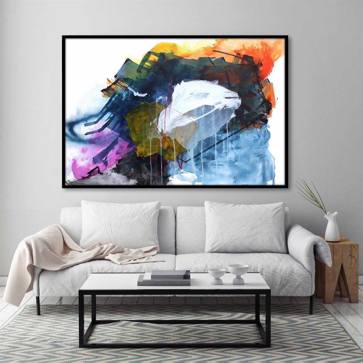 Hidden White - Yağlı Boya Dokulu TabloYağlı Boya Dokulu Soyut TablolarTablolife.com