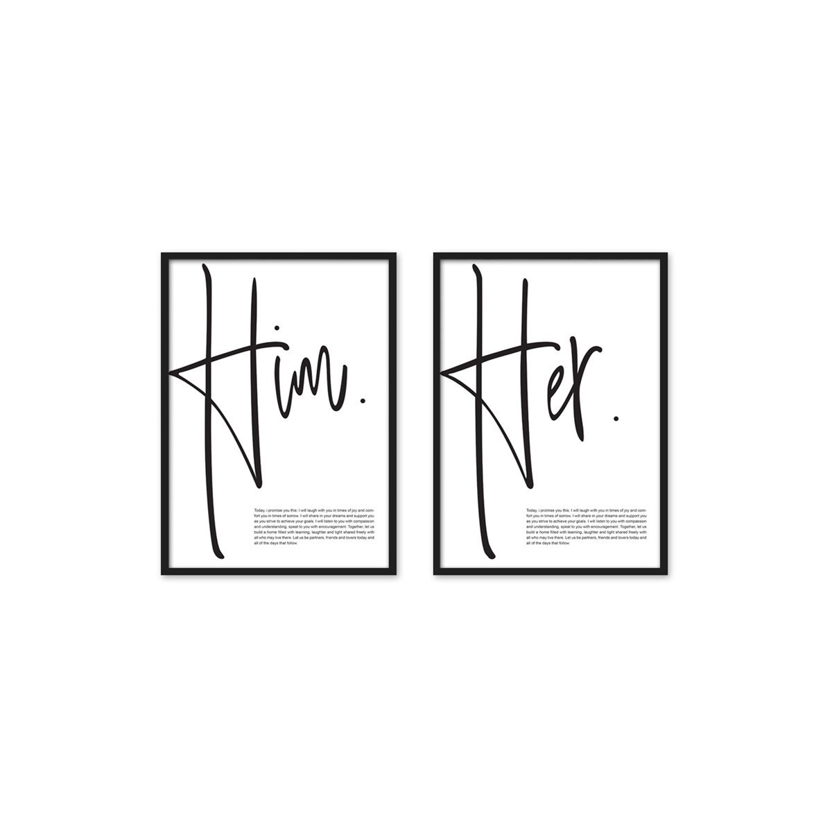 Him Her Çerçeveli Poster SetiPosterlerTablolife.com