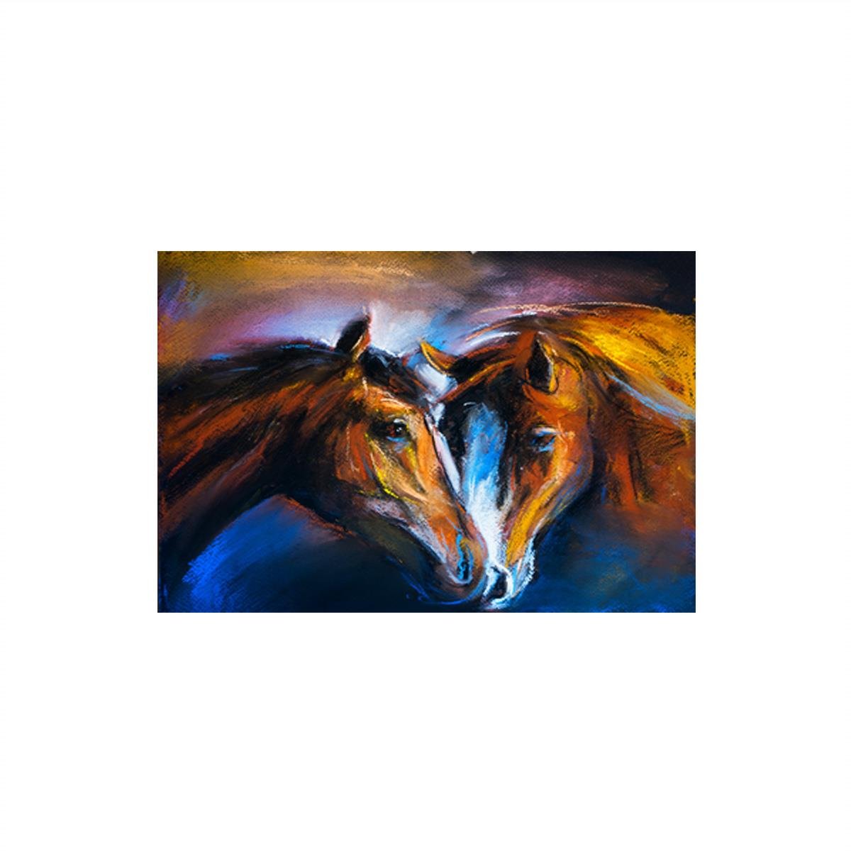 Horses In Love - Yağlı Boya Dokulu TabloYağlı Boya Dokulu Soyut TablolarTablolife.com