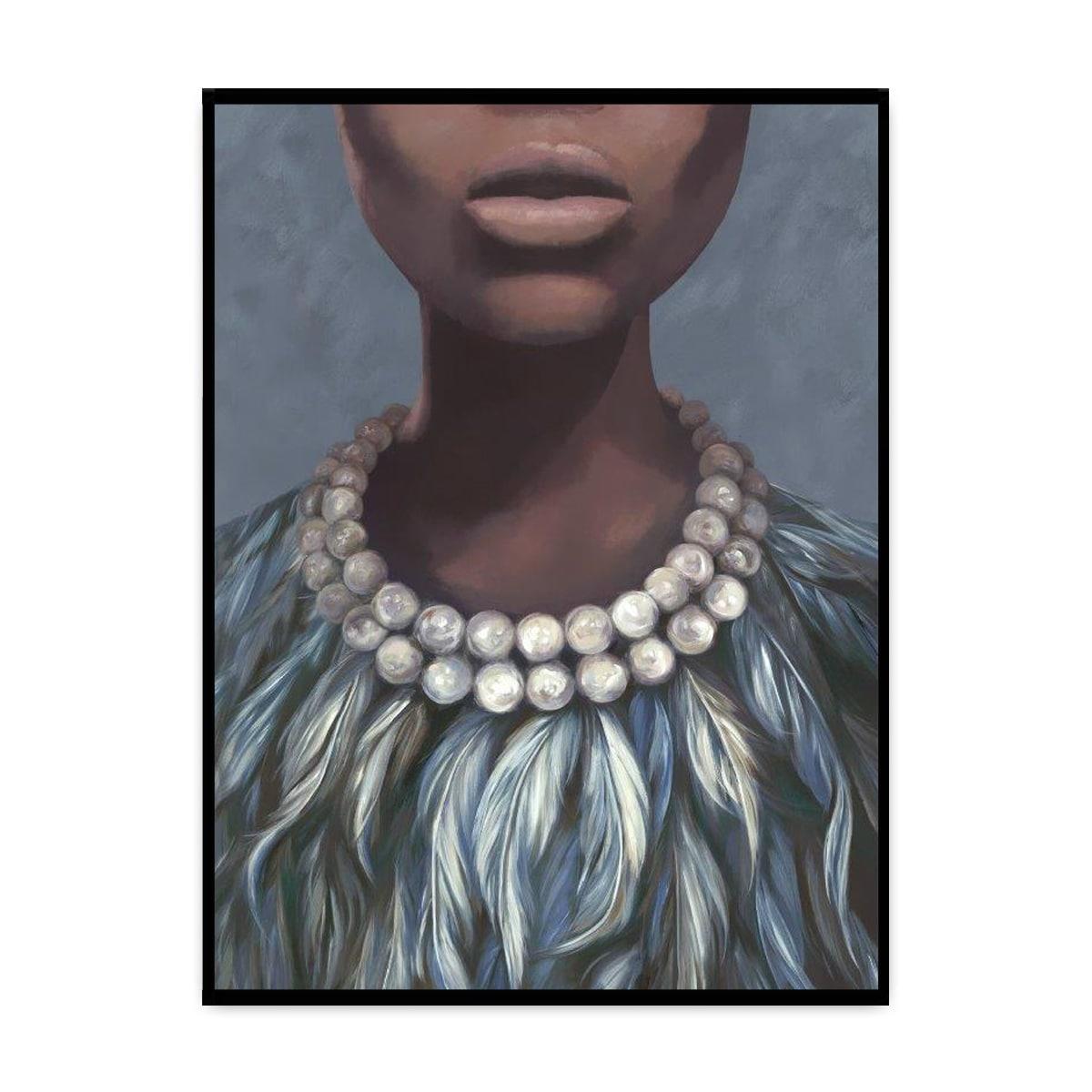 İnci Kolyeli Kadın Yağlı Boya Dokulu TabloYağlı Boya Dokulu Kadın Temalı TablolarTablolife