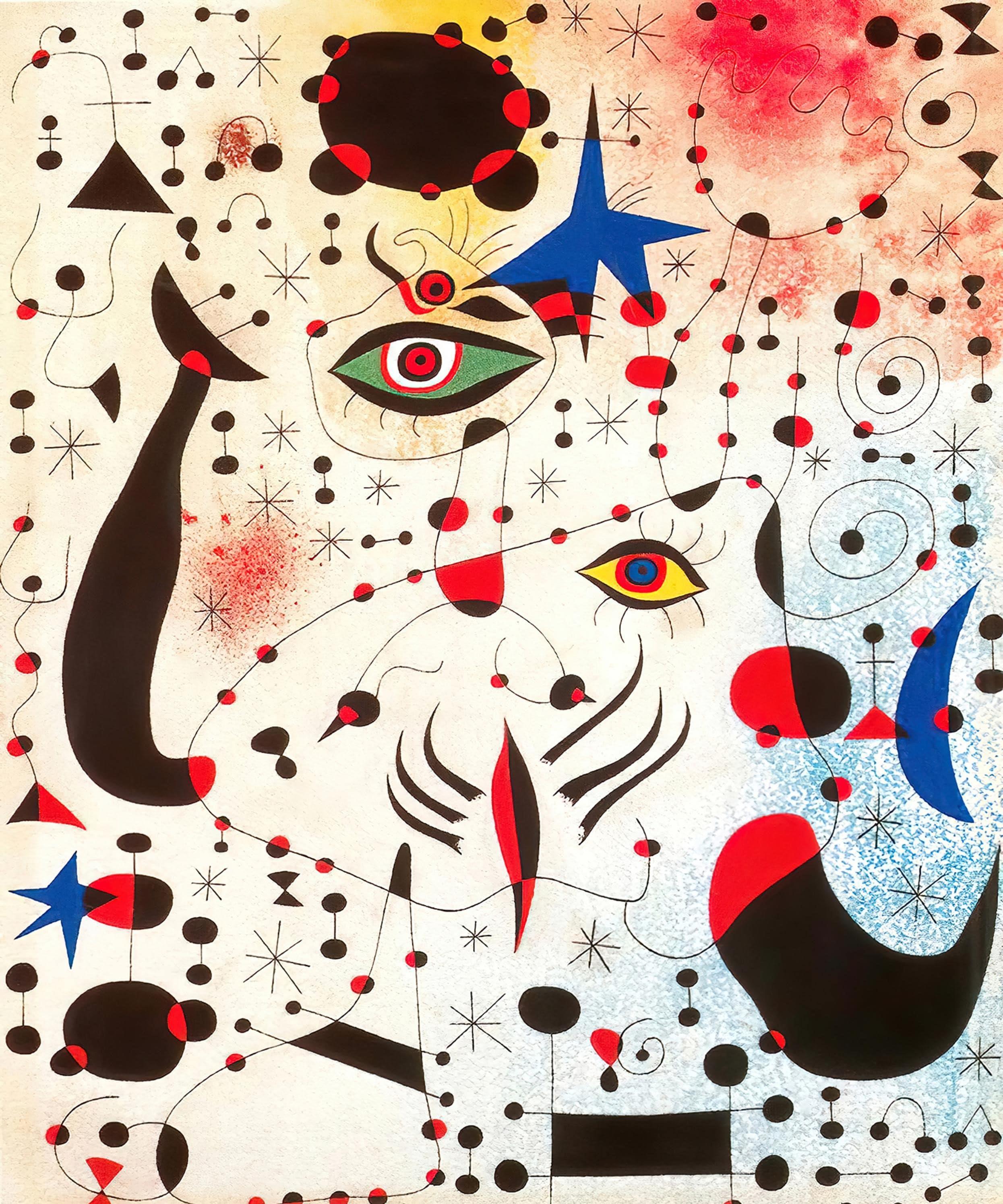 Joan Miro  Ciphers and Constellations in Love with a Woman Kanvas TabloÜnlü Ressamların TablolarıTablolife