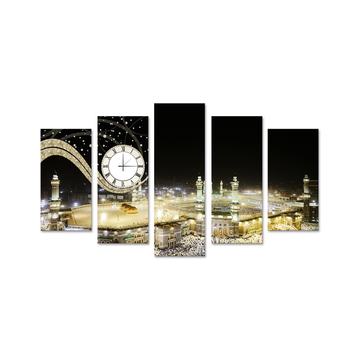 Kabe - Saatli 5 Parçalı Kanvas TabloParçalı KanvasTablolife.com