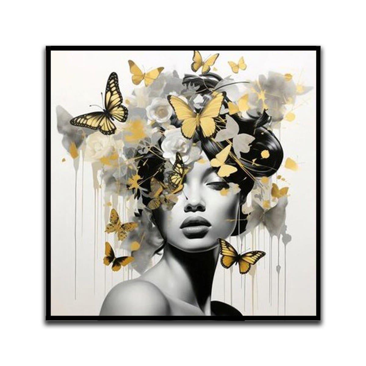 Kelebekler ve Kadınlar İkili Set Yağlı Boya Dokulu TabloYağlı Boya Dokulu Kadın Temalı TablolarTablolife