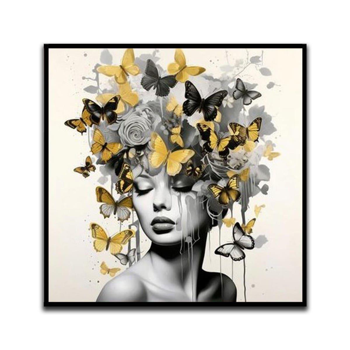 Kelebekler ve Kadınlar İkili Set Yağlı Boya Dokulu TabloYağlı Boya Dokulu Kadın Temalı TablolarTablolife