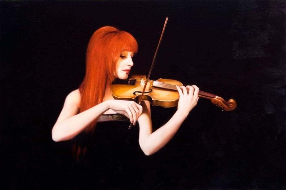 Kemanist Kadın - Kanvas Tablo