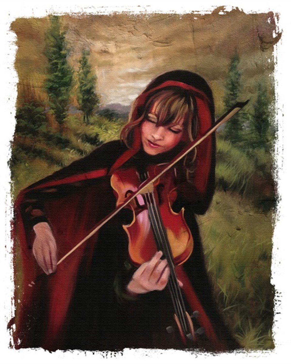 Kemanist Kırmızı Başlıklı Kız - Kanvas Tablo