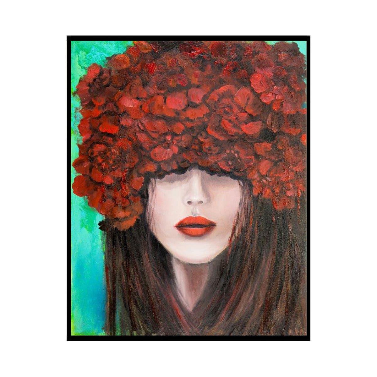 Kırmızıda Gizlenen Kadın Yağlı Boya Dokulu TabloYağlı Boya Dokulu Kadın Temalı TablolarTablolife