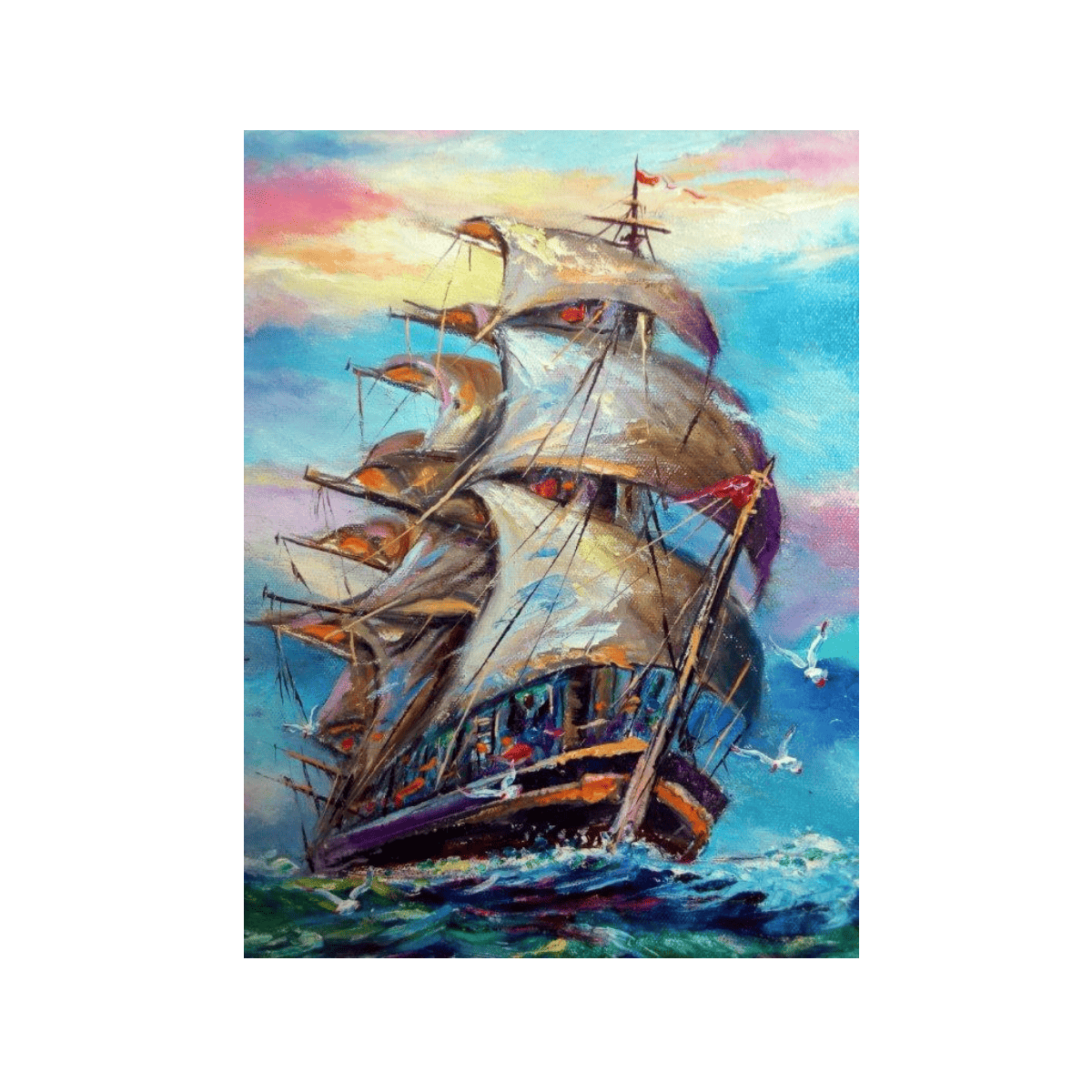 Korsan Gemisi Yağlı Boya Dokulu TabloYağlı Boya Dokulu Soyut TablolarTablolife