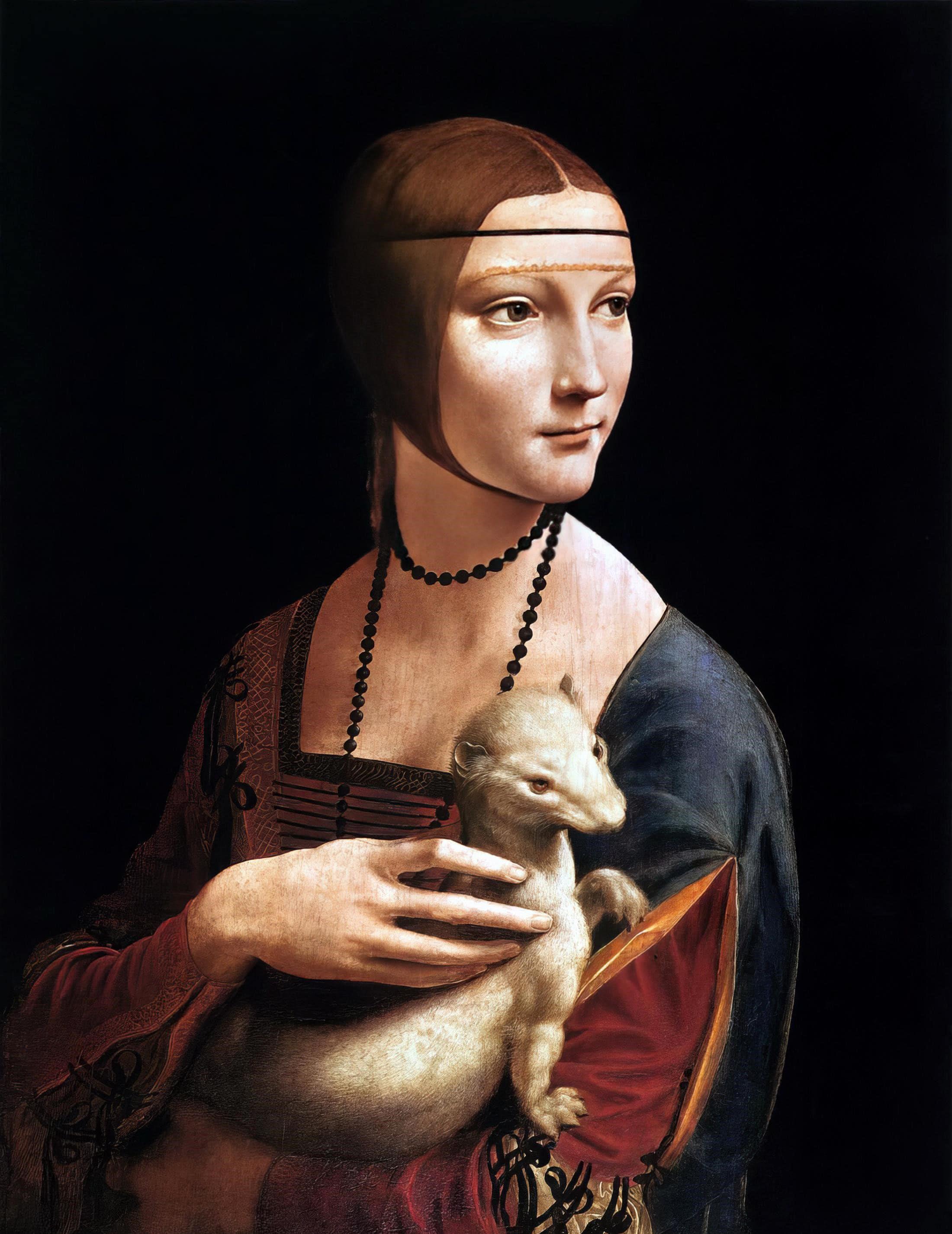 Leonardo da Vinci Lady with an Ermine Kanvas TabloÜnlü Ressamların TablolarıTablolife