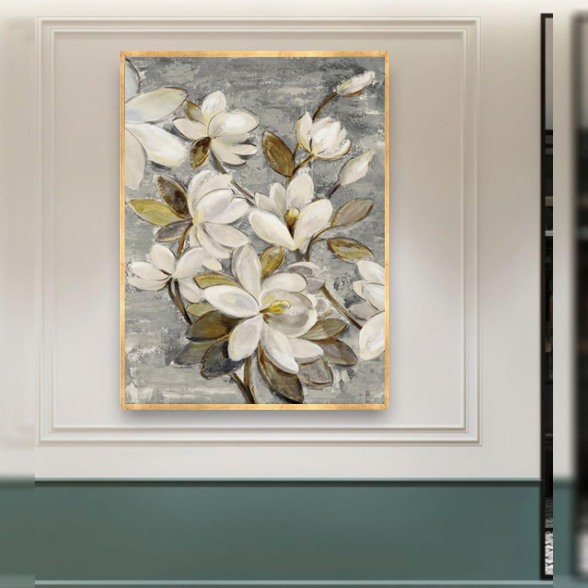 Manolya Çiçeği Yağlı Boya Dokulu TabloYağlı Boya Dokulu Çiçek TablolarıTablolife.com