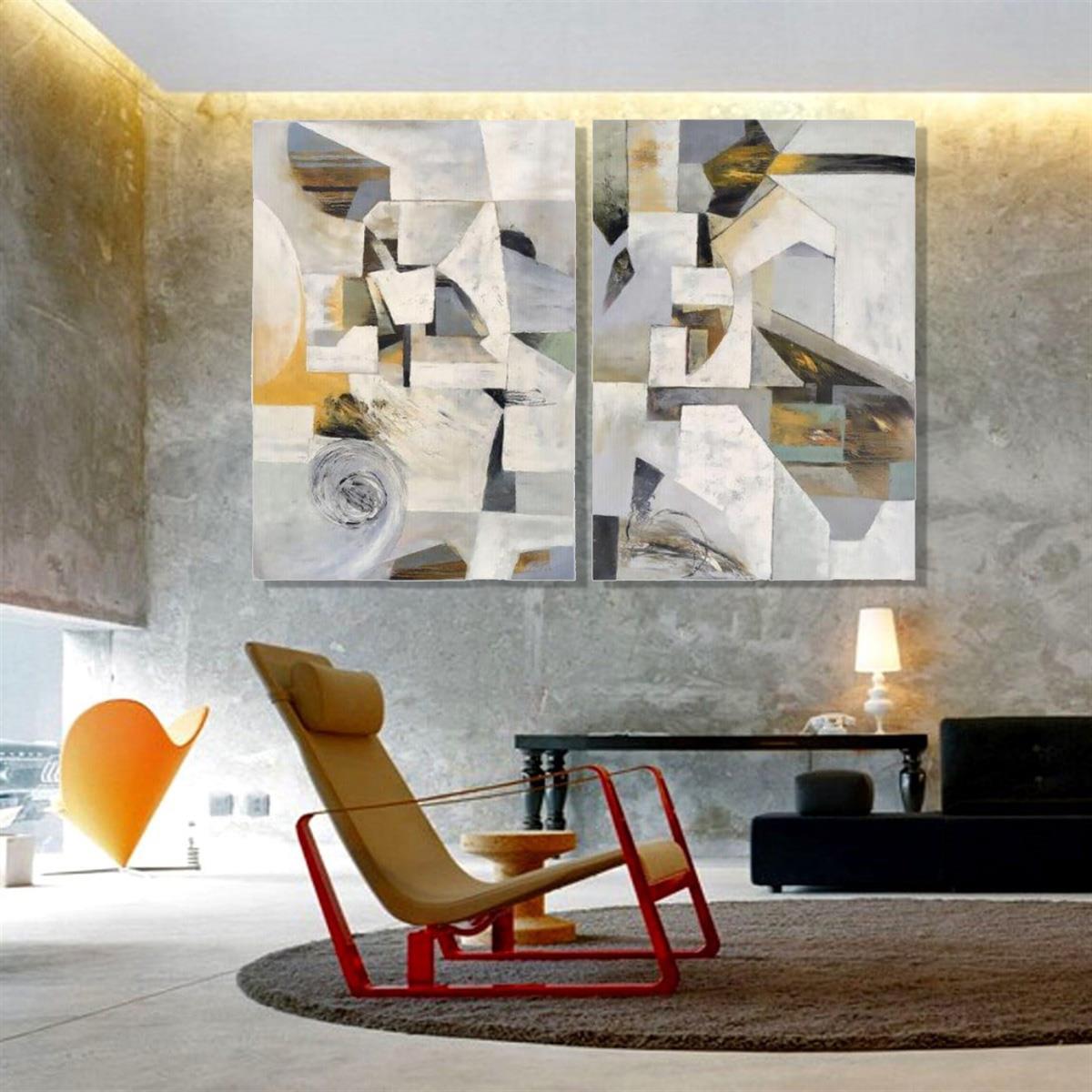 Marmola İkili Set Yağlı Boya Dokulu TabloYağlı Boya Dokulu Soyut TablolarTablolife.com