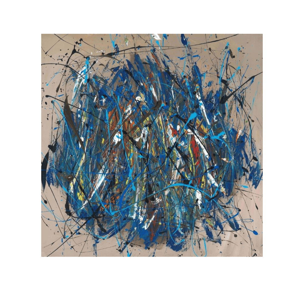 Mavi Kargaşa Yağlı Boya Dokulu TabloYağlı Boya Dokulu Soyut TablolarTablolife