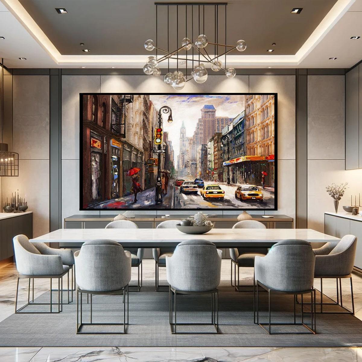 New York City Yağlı Boya Dokulu TabloYağlı Boya Dokulu Şehir TablolarıTablolife