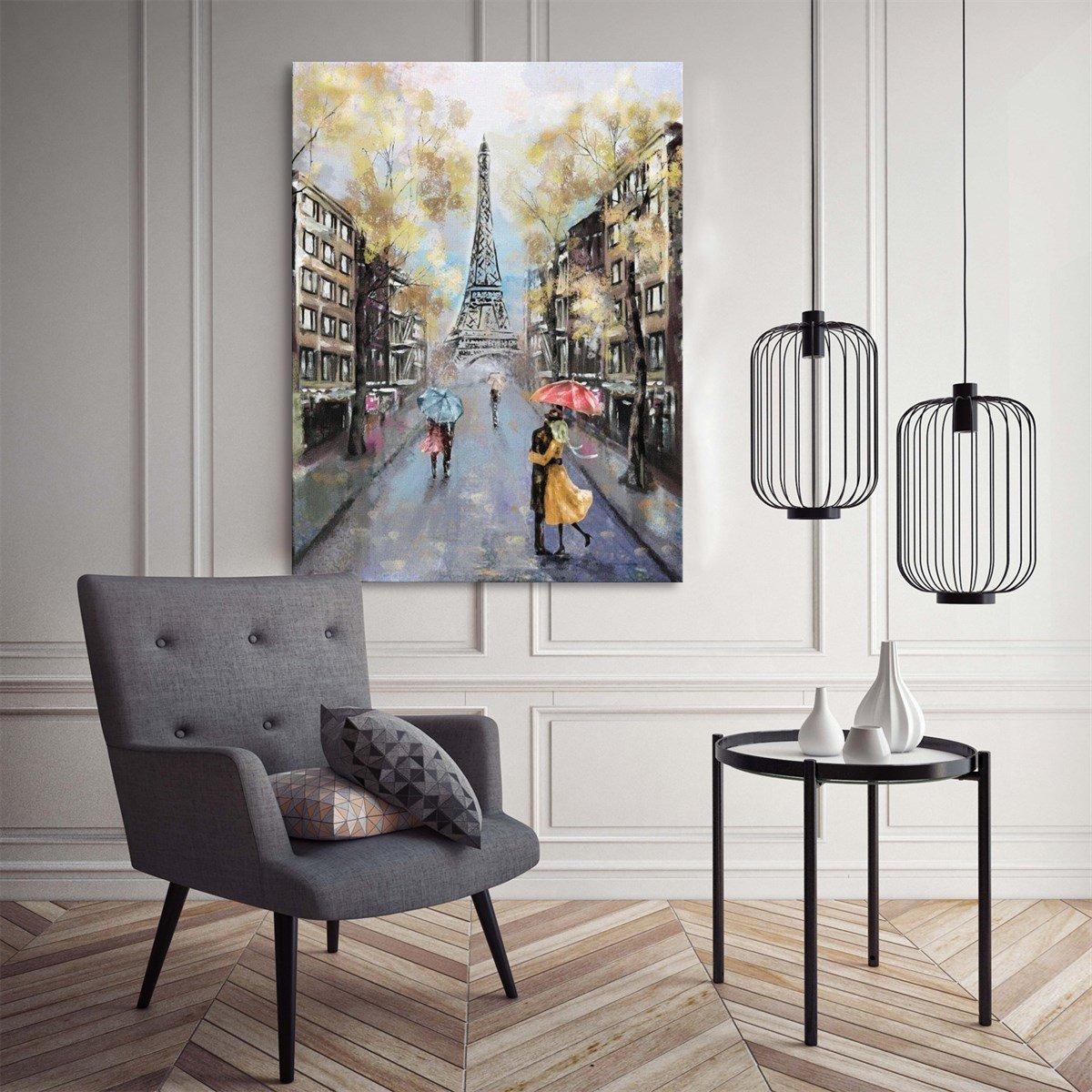 Paris Sokaklarında Aşk Kanvas TabloVintage-RetroTablolife.com