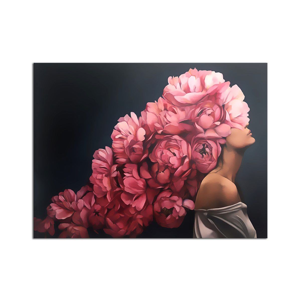 Pembe Saçlı Kadın Yağlı Boya Dokulu TabloYağlı Boya Dokulu Kadın Temalı TablolarTablolife.com