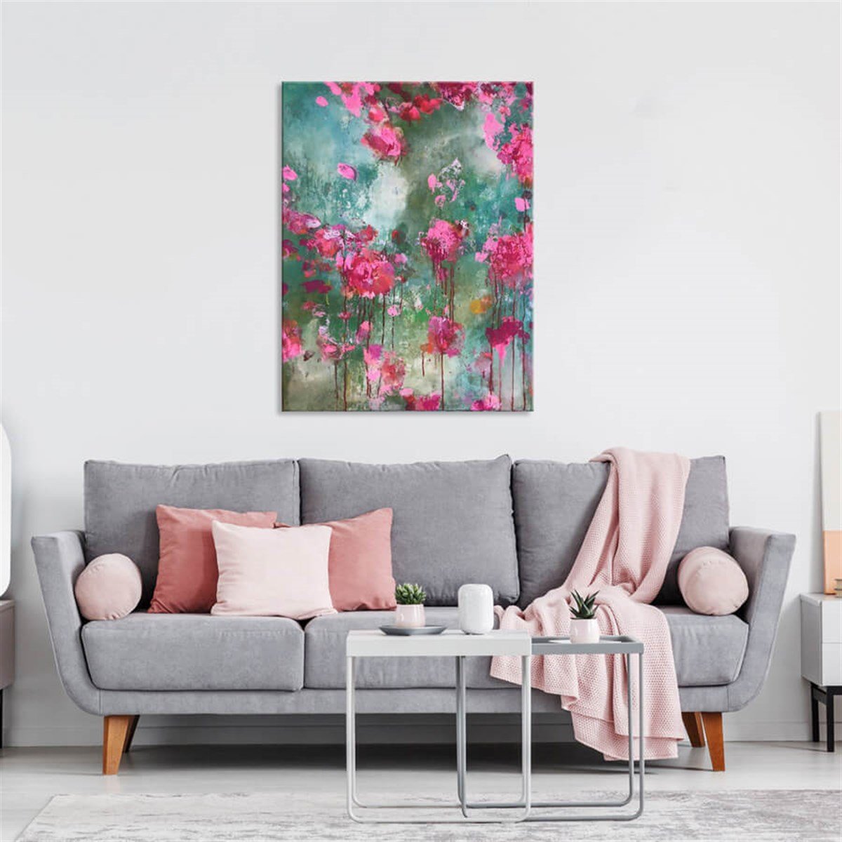 Pembe Ütopya  - Yağlı Boya Dokulu Tablo