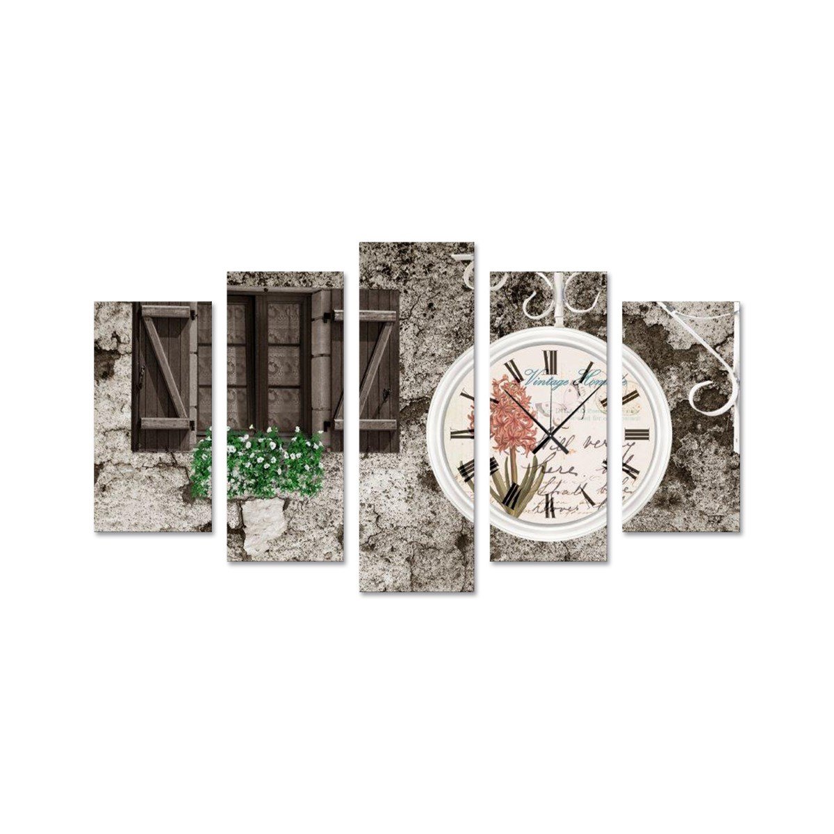 Pencere Saatli 5 Parçalı Kanvas TabloParçalı KanvasTablolife.com