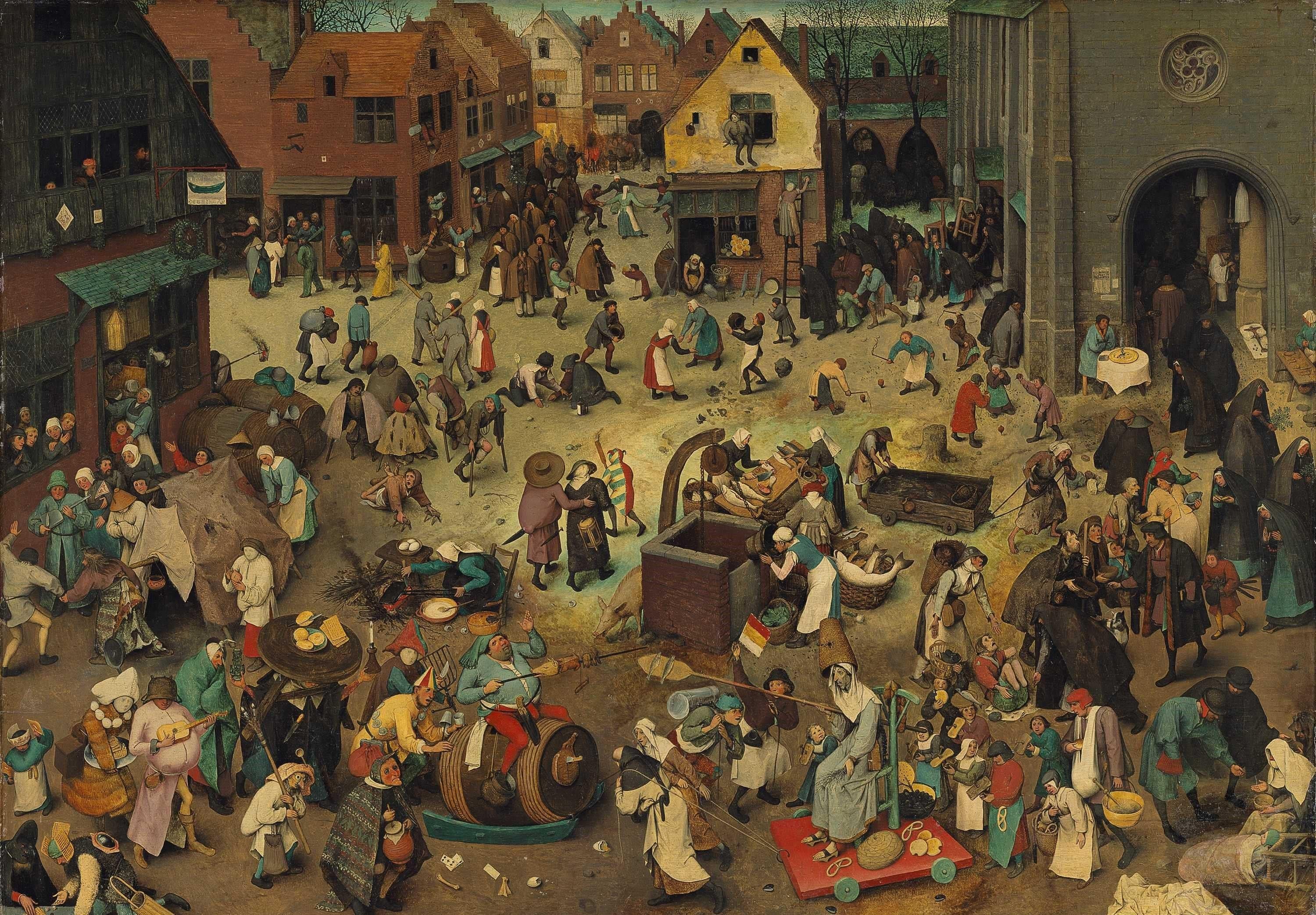 Pieter Bruegel The Fight Between Carnival and Lent Kanvas TabloÜnlü Ressamların TablolarıTablolife