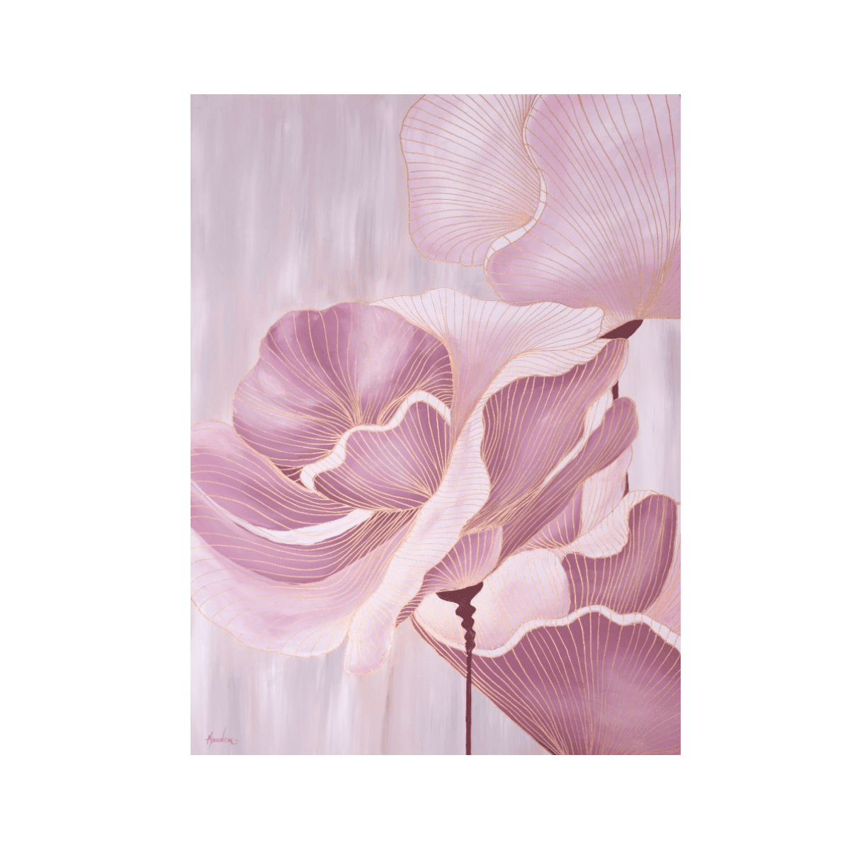 Pink Elegance Yağlı Boya Dokulu TabloYağlı Boya Dokulu Çiçek TablolarıTablolife