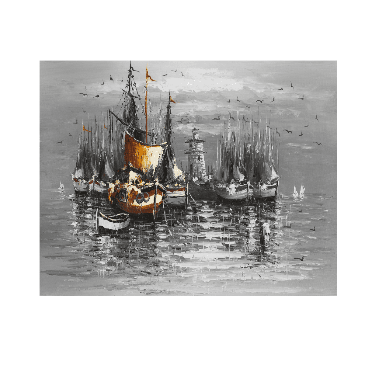 Pirate Ships Yağlı Boya Dokulu TabloYağlı Boya Dokulu Soyut TablolarTablolife