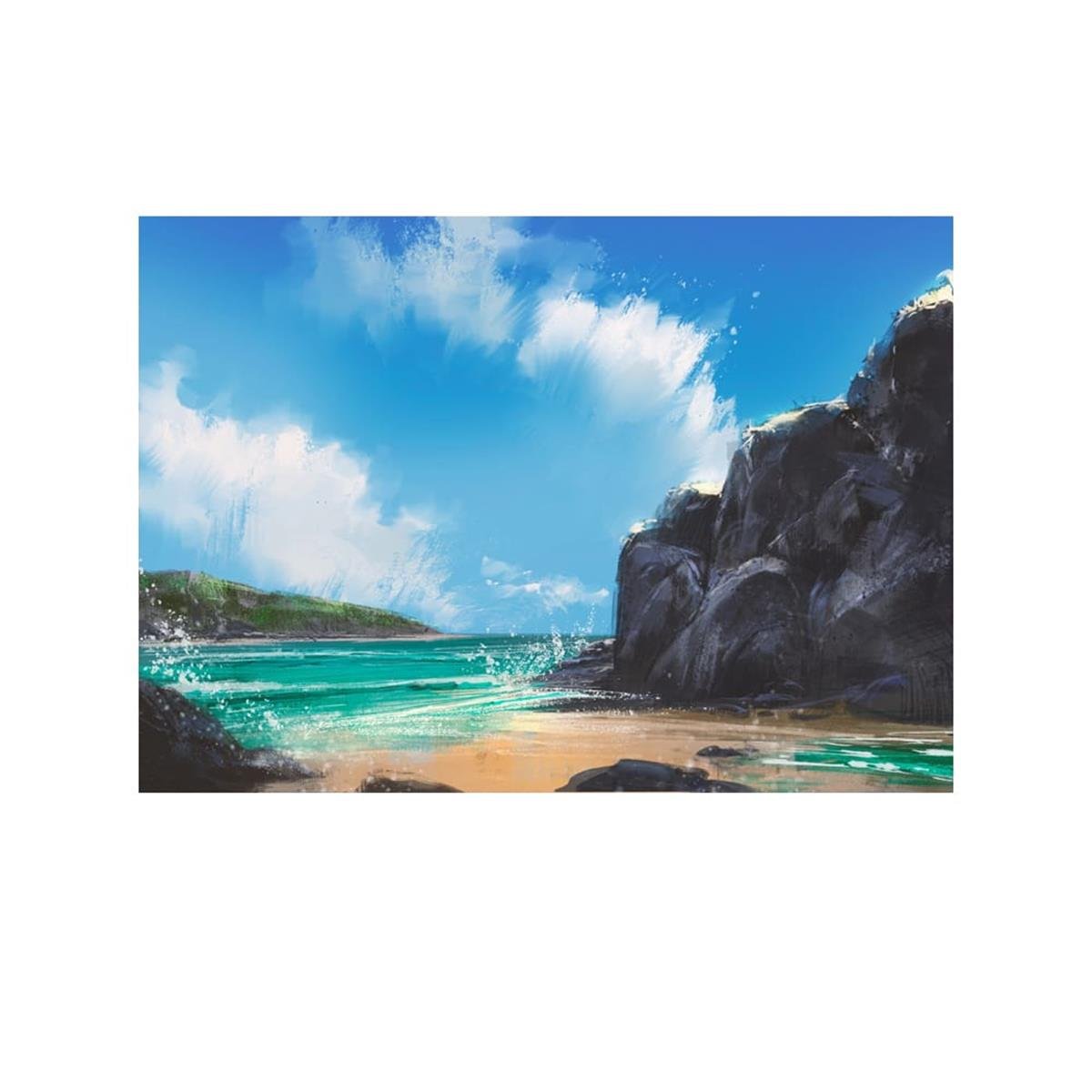 Plaj Yağlı Boya Dokulu TabloYağlı Boya Dokulu Manzara TablolarıTablolife.com