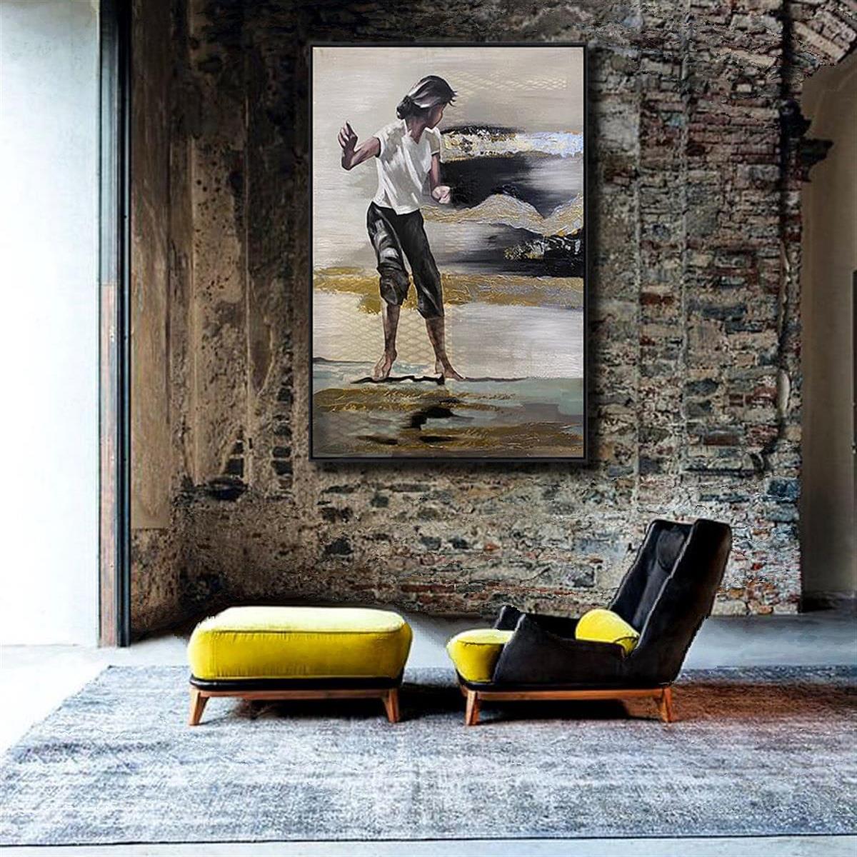 Ragazza Yağlı Boya Dokulu TabloYağlı Boya Dokulu Kadın Temalı TablolarTablolife.com