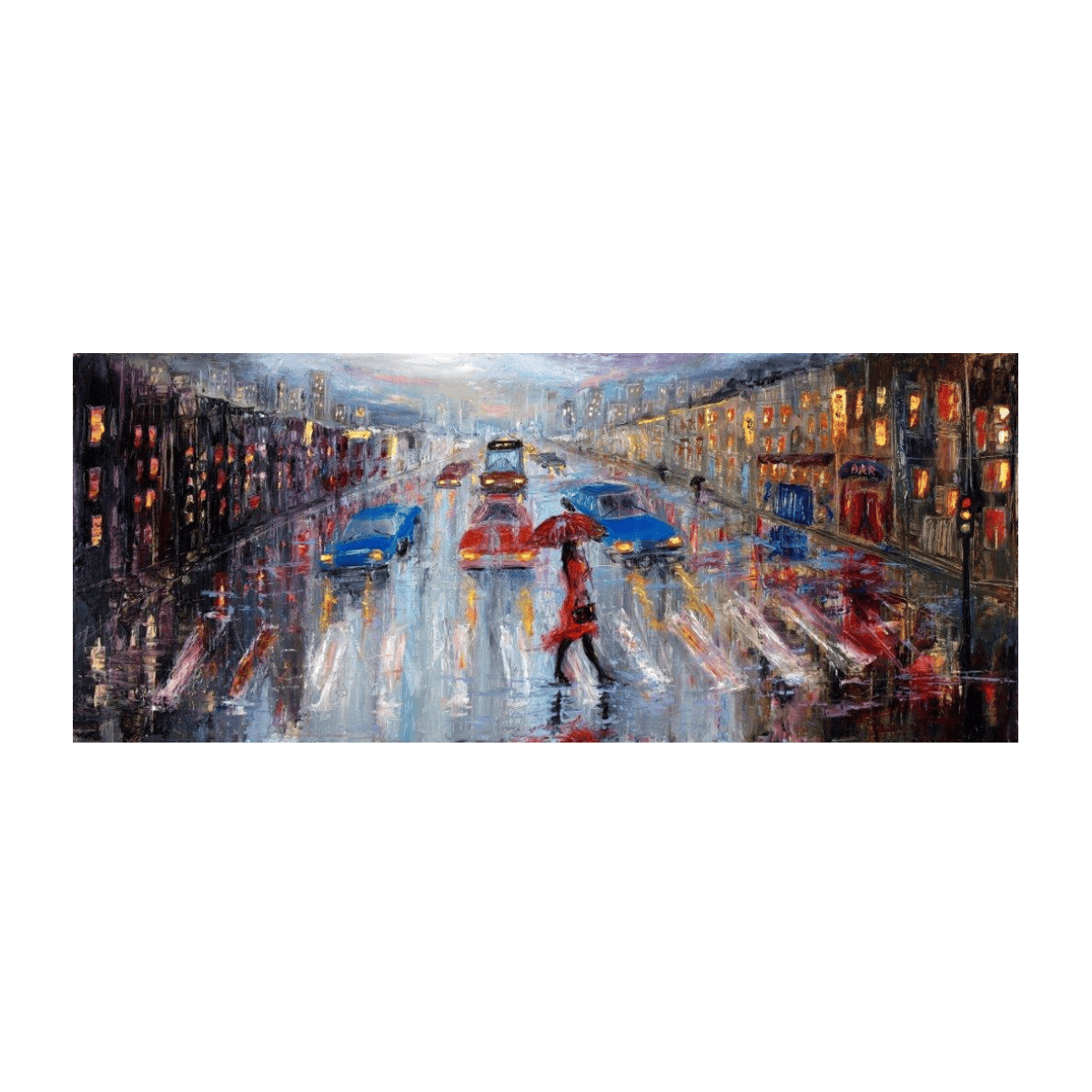 Rainy City Yağlı Boya Dokulu TabloYağlı Boya Dokulu Soyut TablolarTablolife