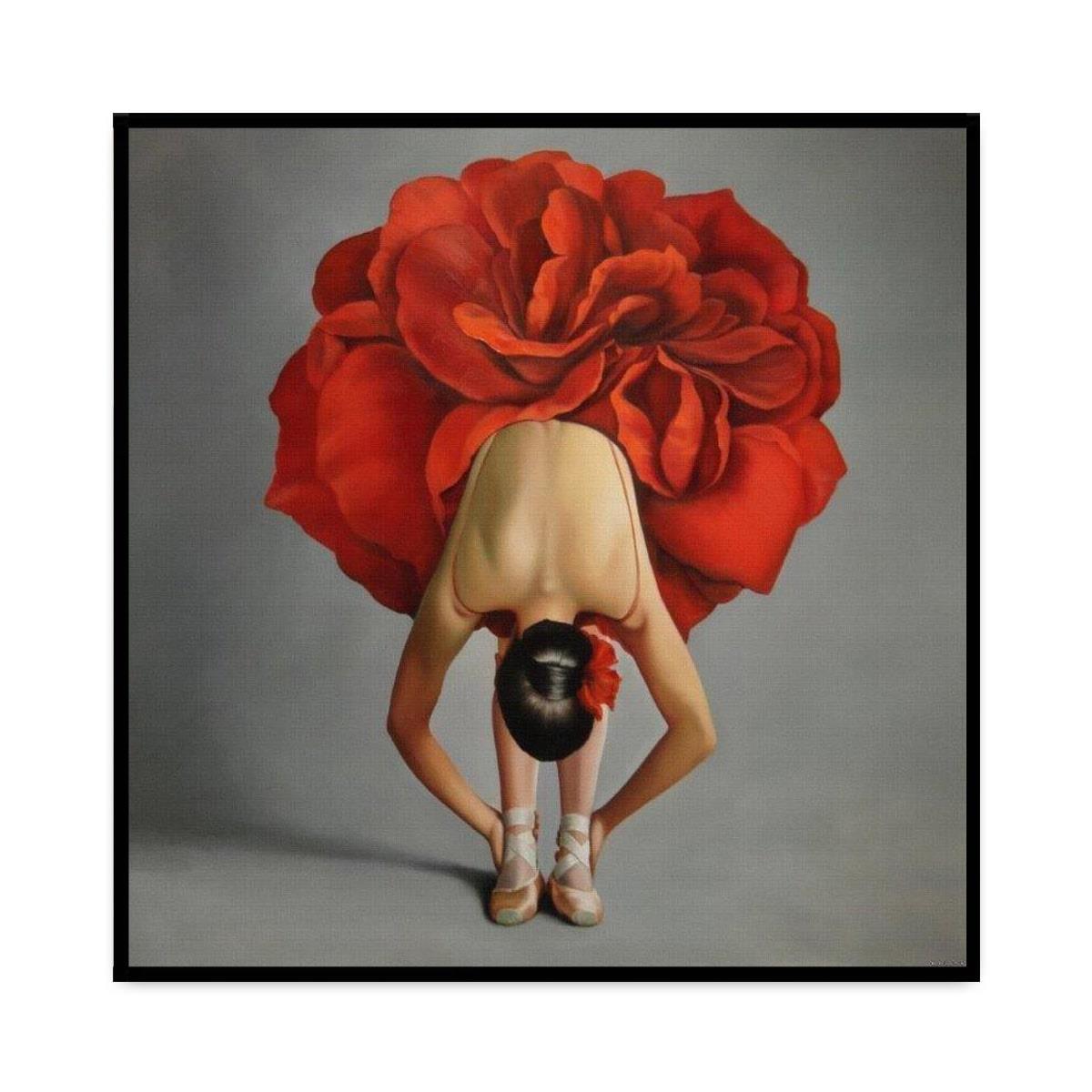 Red Ballerina Yağlı Boya Dokulu TabloYağlı Boya Dokulu Kadın Temalı TablolarTablolife